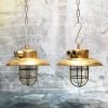 Pair of Vintage Brass Cap Nautical Pendant Lights – Cargo Ship Salvage