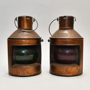 Set Of Two Nautical Marine Oil Lamp and Lanterns -Red and Green