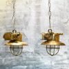 - 2st passwag light with original plate hanging sl 450 Authentic Vintage Pair Brass Nautical Passageway Pendant Lights