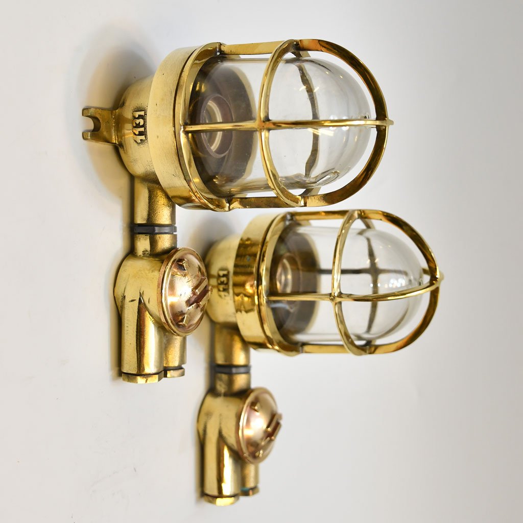 - 2st wiska with socket sl 448 Brass WISKA Passageway Light with Socket -Set of Two