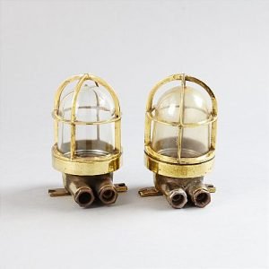 Authentic Vintage 1950s Wiska Brass Passageway Light from German Cargo Ship