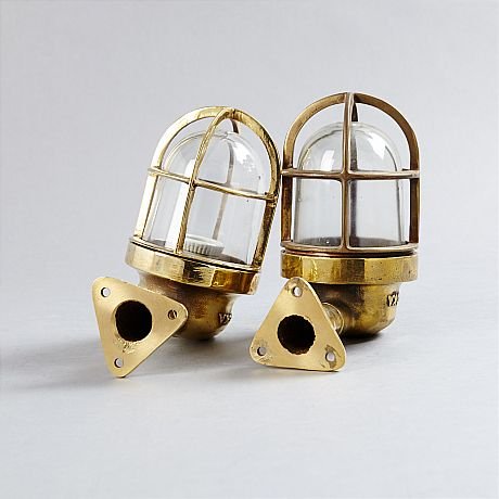 - 380321140 1 Authentic Salvaged Brass Bulkhead Wall Lights Pair