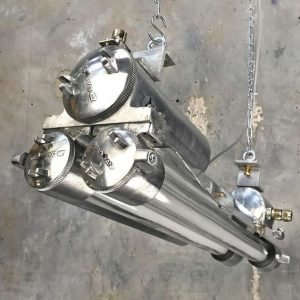 Authentic Vintage Aluminium Nautical Industrial Hanging Light