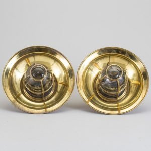 - 9682006 fullscreen Vintage Brass Ceiling Pendant Lights Nautical Pair