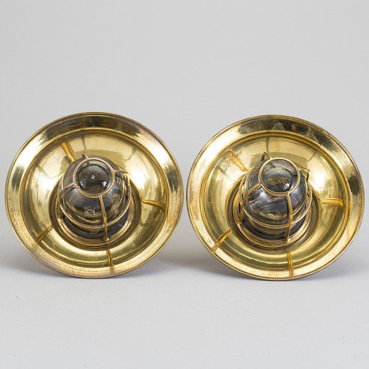 - 9682006 fullscreen Vintage Brass Ceiling Pendant Lights Nautical Pair