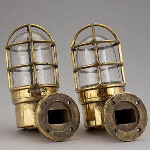 - 9694341 fullscreen Vintage Brass Wall Mount Bulkhead Light – Pair of Nautical Fixtures