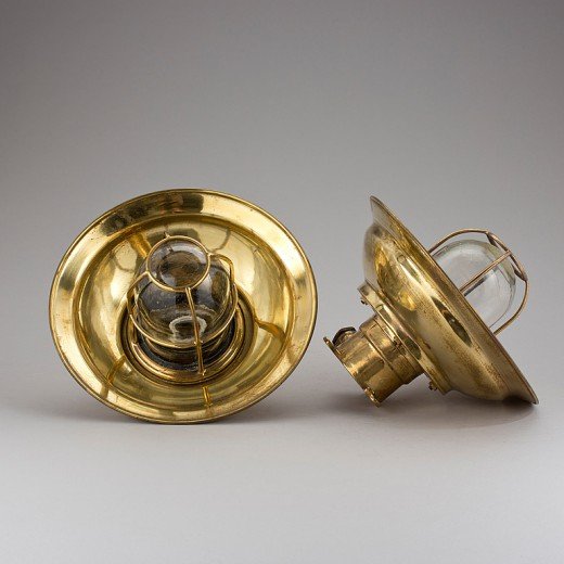 - 9694344 fullscreen Vintage Brass Ceiling Pendant Lights Nautical Pair