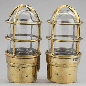 - 9778733 fullscreen Vintage Brass Wall Mount Bulkhead Light – Pair of Nautical Fixtures