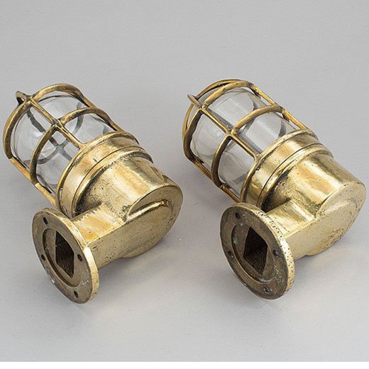 - 9778736 fullscreen Vintage Brass Wall Mount Bulkhead Light – Pair of Nautical Fixtures