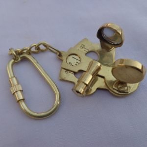 Vintage Brass Sextant Keyring – Functional Nautical Miniature