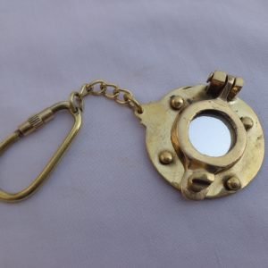 Nautical Brass Porthole Keychain with Magnifying Glass