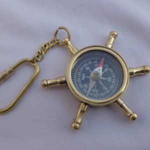 Vintage Brass Ship's Wheel Keyring – Nautical Compass Gift
