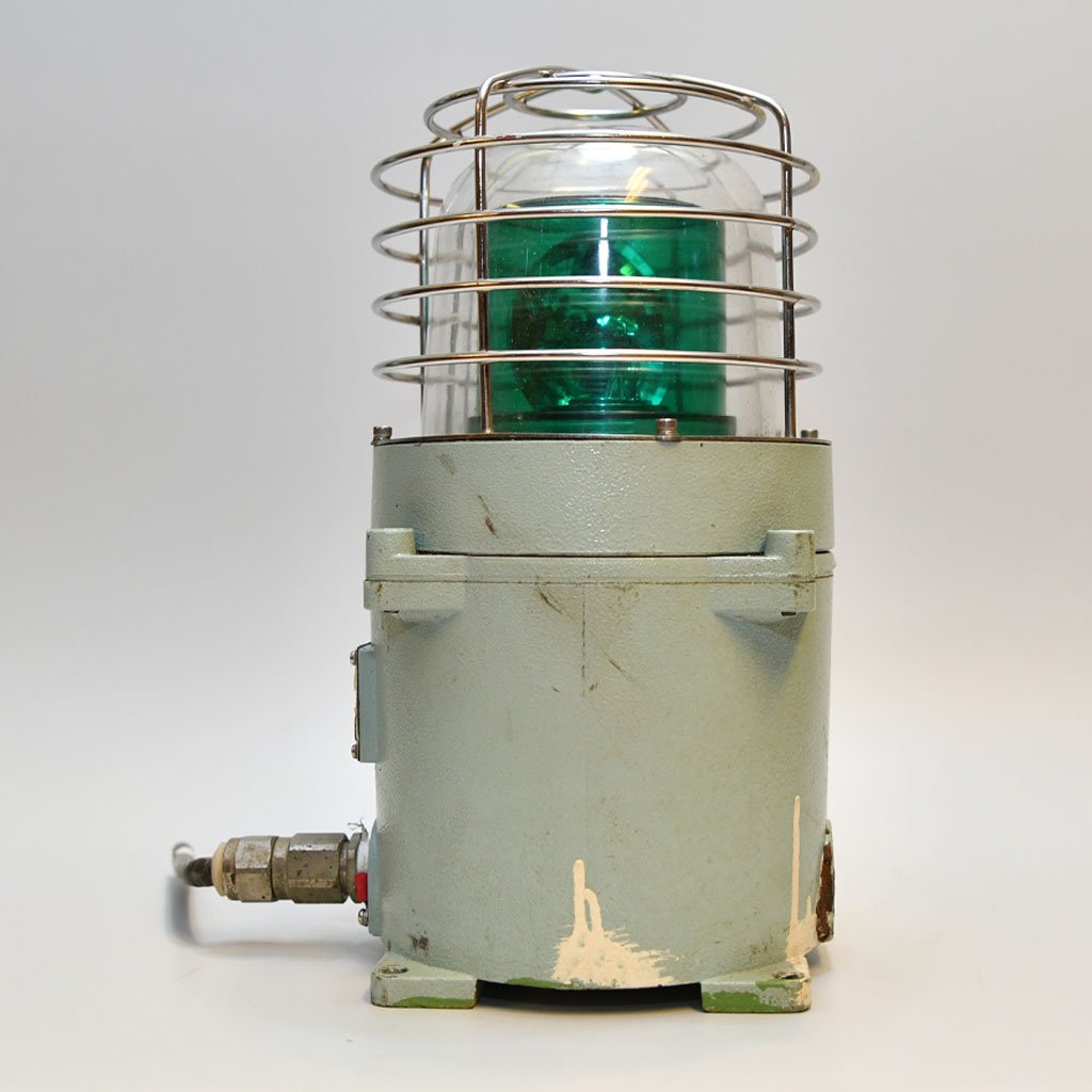- DSC 4091 Vintage Green Nautical Siren Lamp – Authentic Maritime Alarm Light