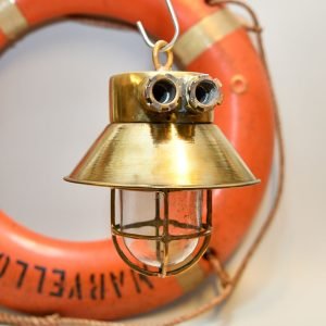 Vintage Brass Cap Nautical Pendant Light – Industrial Cargo Hanging Lamp