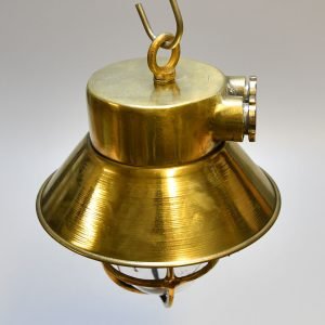 Vintage Brass Cap Nautical Pendant Light – Industrial Cargo Hanging Lamp