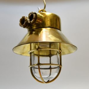 Vintage Brass Cap Nautical Pendant Light – Industrial Cargo Hanging Lamp