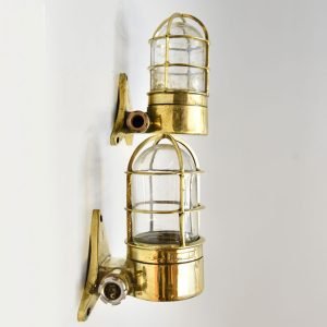 Pair of Vintage Nautical Ban Lights – 90 Degree Brass Passageway Sconces