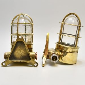 Pair of Vintage Nautical Ban Lights – 90 Degree Brass Passageway Sconces