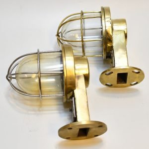Authentic Vintage Pair 90 Degree Brass Nautical Passageway Lights