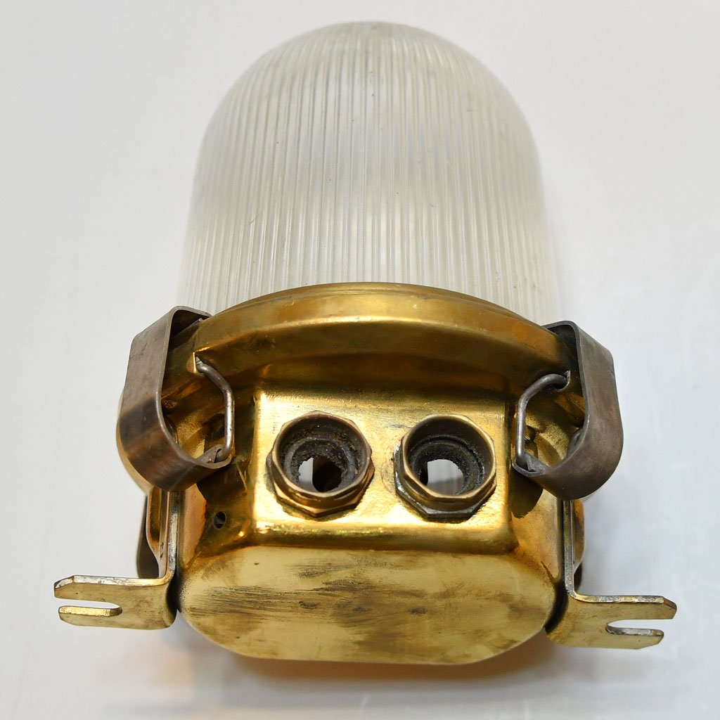 - DSC 4268 Vintage Brass Security Ceiling Light – Nautical Passageway Salvage
