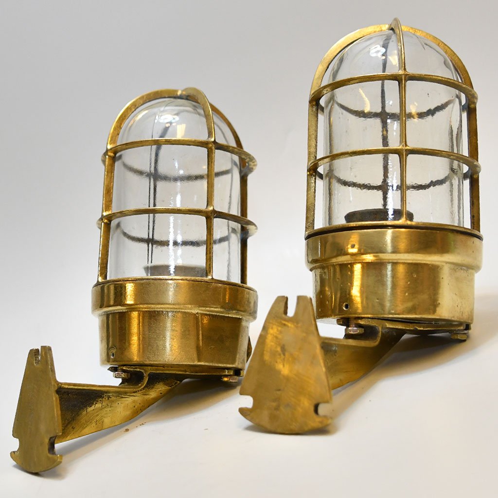 - DSC 4288 Authentic Vintage Pair 90 Degree German Marine Brass Security Lights