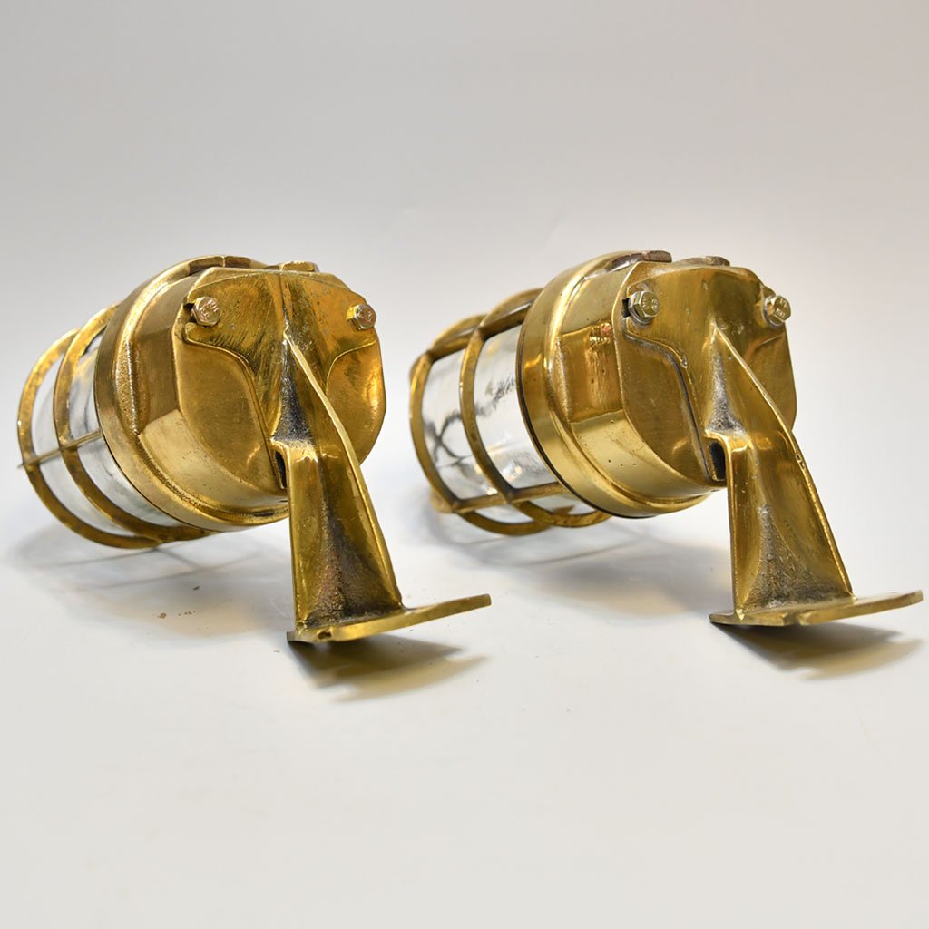 - DSC 4292 Authentic Vintage Pair 90 Degree German Marine Brass Security Lights