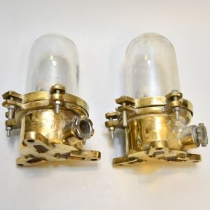 - DSC 4338 Pair of Vintage Brass Nautical Signal Lights – Clear Glass Maritime Salvage