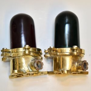 Pair of Vintage Red and Green Nautical Signal Lights – Brass Port Starboard