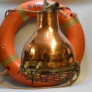 Vintage Copper Cargo Pendant Light – Authentic Nautical Hanging Lamp