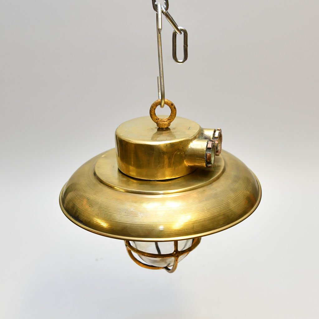 - DSC 4434 Authentic Vintage Brass Nautical Cap Hanging Ceiling Light