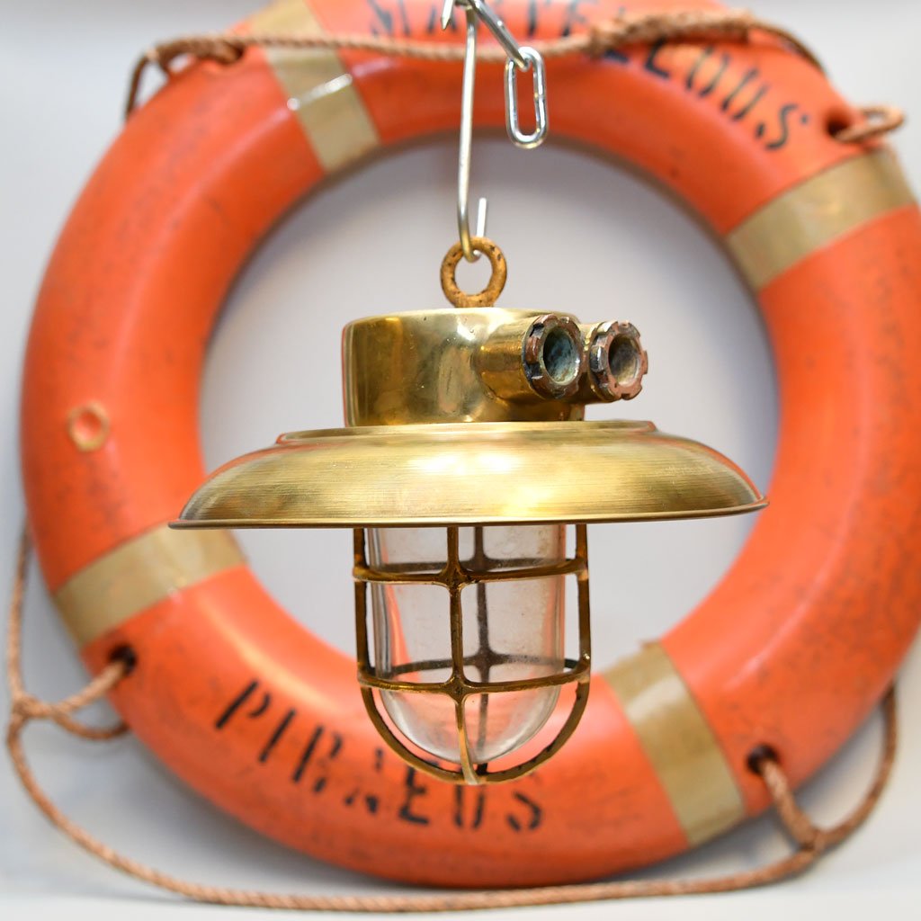 - DSC 4435 Authentic Vintage Brass Nautical Cap Hanging Ceiling Light