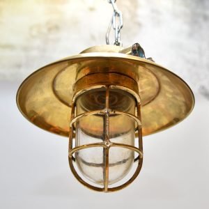 - DSC 4436 Authentic Vintage Brass Nautical Cap Hanging Ceiling Light