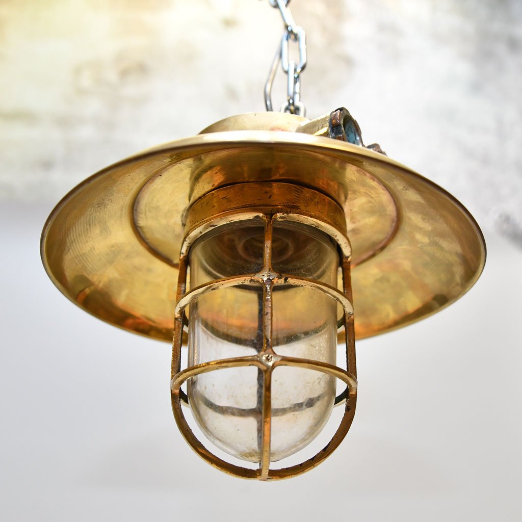 - DSC 4436 Authentic Vintage Brass Nautical Cap Hanging Ceiling Light