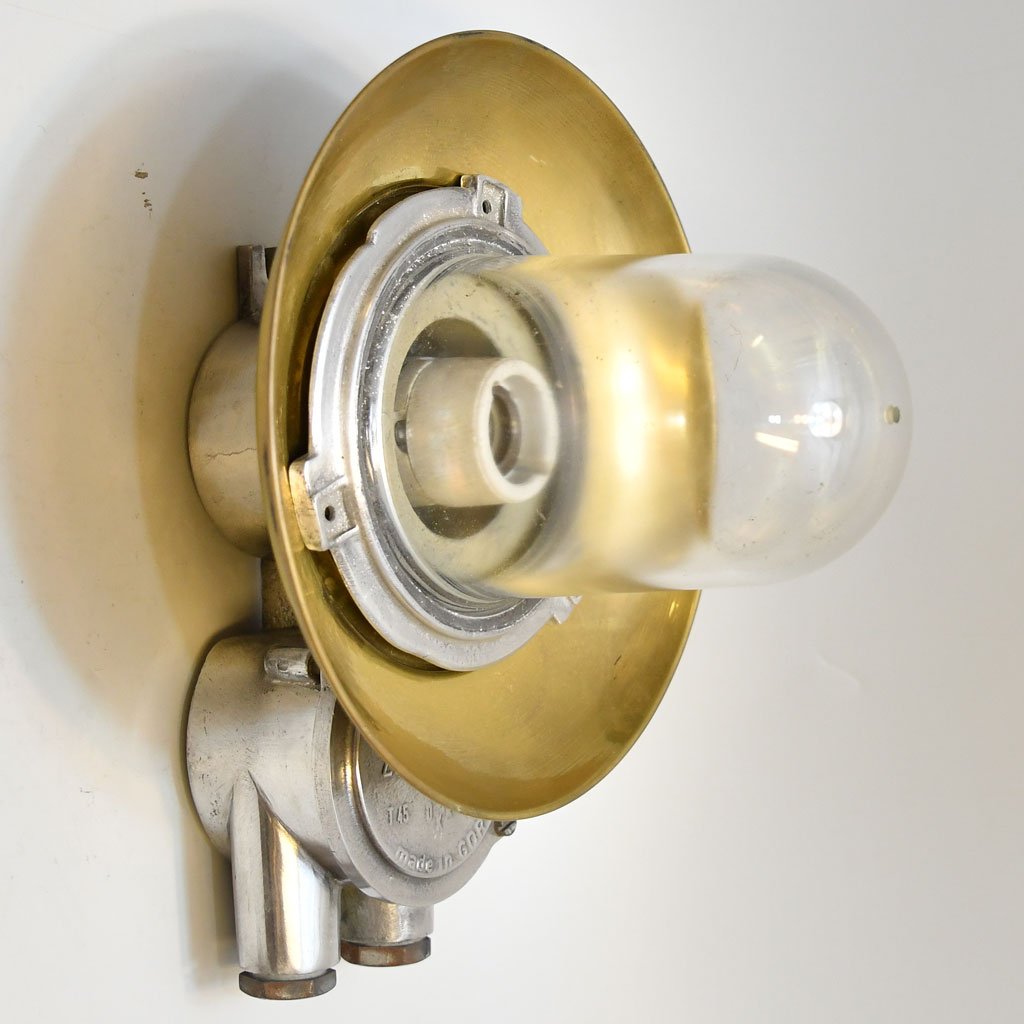- DSC 4449 Vintage Aluminium Brass Cap Wall Light – Nautical Marine Sconce