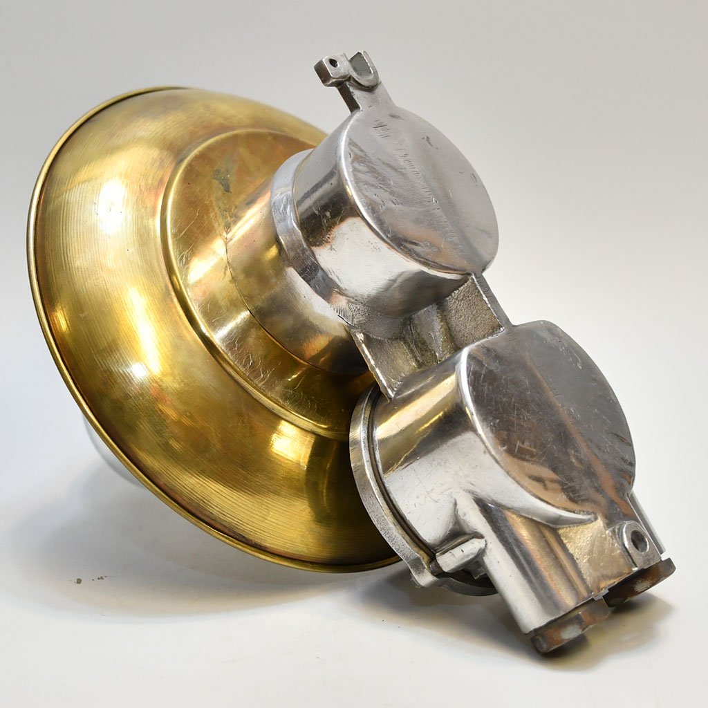 - DSC 4451 Vintage Aluminium Brass Cap Wall Light – Nautical Marine Sconce