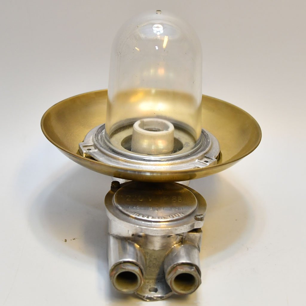 - DSC 4453 Vintage Aluminium Brass Cap Wall Light – Nautical Marine Sconce