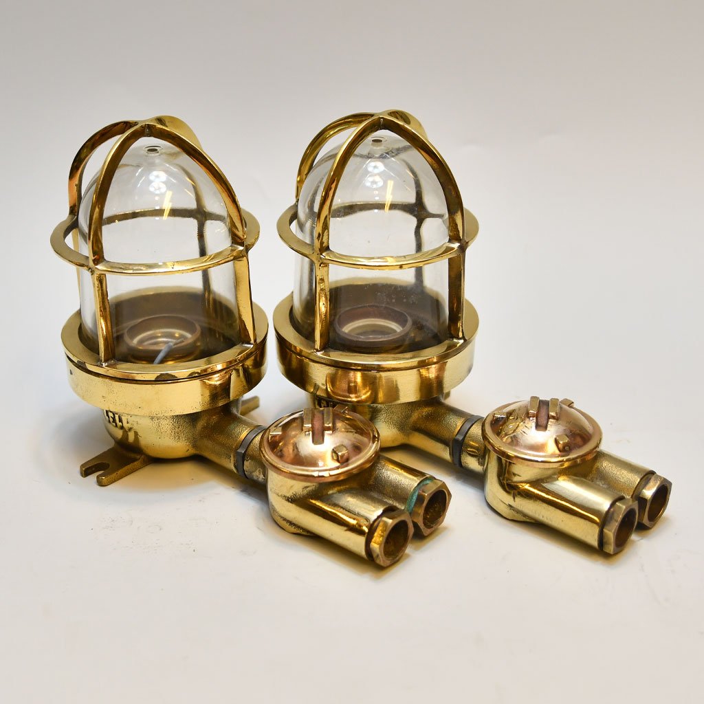 - DSC 4621 Brass WISKA Passageway Light with Socket -Set of Two