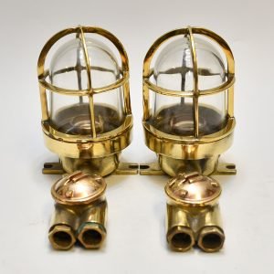 - DSC 4625 Brass WISKA Passageway Light with Socket -Set of Two