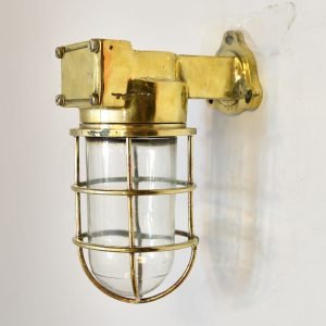 Authentic Vintage 90 Degree Brass Nautical Security Sconce