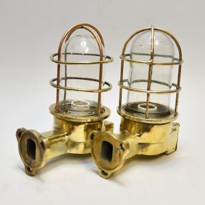 Pair of Vintage 90 Degree Brass Nautical Wall Lights – Ship Passage Salvage