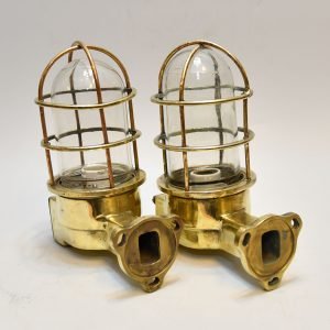 Pair of Vintage 90 Degree Brass Nautical Wall Lights – Ship Passage Salvage