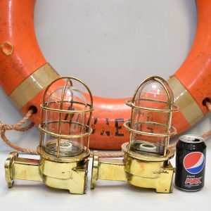 Pair of Vintage 90 Degree Brass Nautical Wall Lights – Ship Passage Salvage