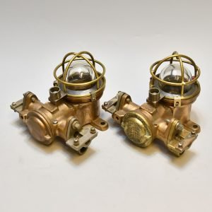 - DSC 4764 Pair of Authentic KOKSHA Brass Explosion Proof Lights – Vintage Ship Salvage