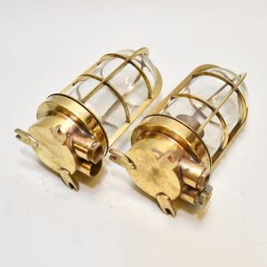 Authentic Vintage Pair Marine Brass Nautical Wall Lights