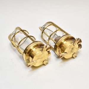 Authentic Vintage Pair Marine Brass Nautical Wall Lights