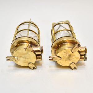 Authentic Vintage Pair Marine Brass Nautical Wall Lights