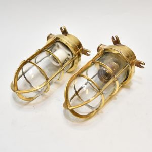 Authentic Vintage Pair Marine Brass Nautical Wall Lights