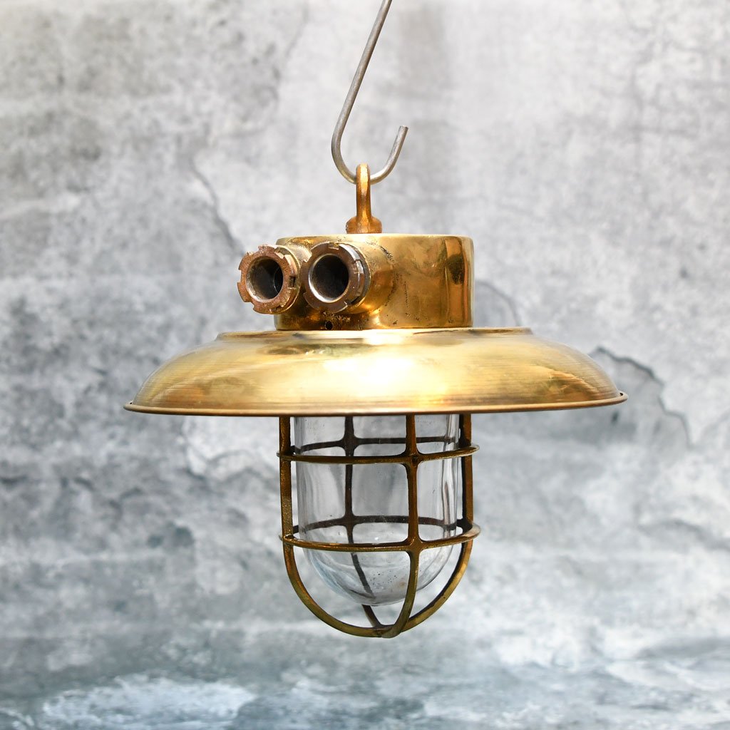 - DSC 5071 Pair of Vintage Brass Cap Nautical Pendant Lights – Cargo Ship Salvage