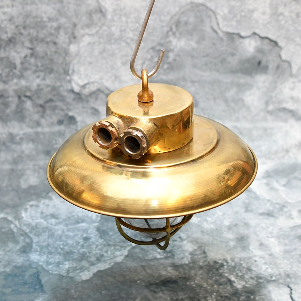 - DSC 5072 Pair of Vintage Brass Cap Nautical Pendant Lights – Cargo Ship Salvage