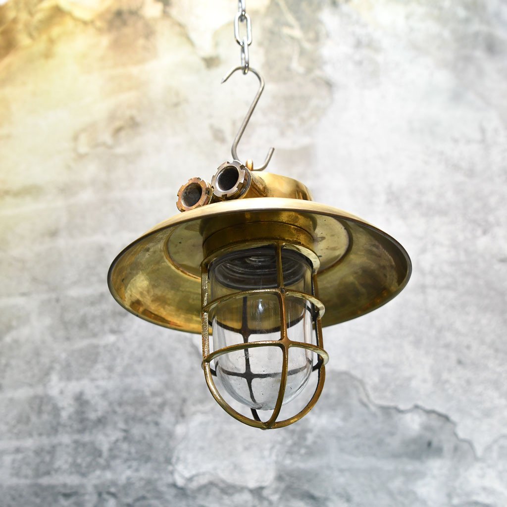 - DSC 5073 Pair of Vintage Brass Cap Nautical Pendant Lights – Cargo Ship Salvage